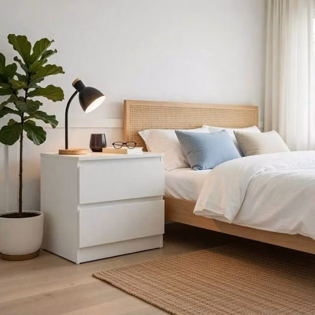 EONLION Modern 2 Drawer White Bedside Chest of Drawers