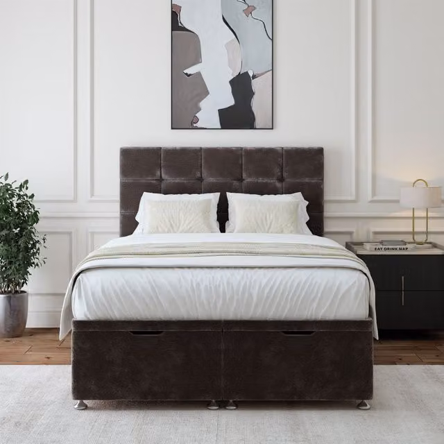 Bedmaster Single Chenille Upholstered Ottoman Divan Base in Charcoal Grey