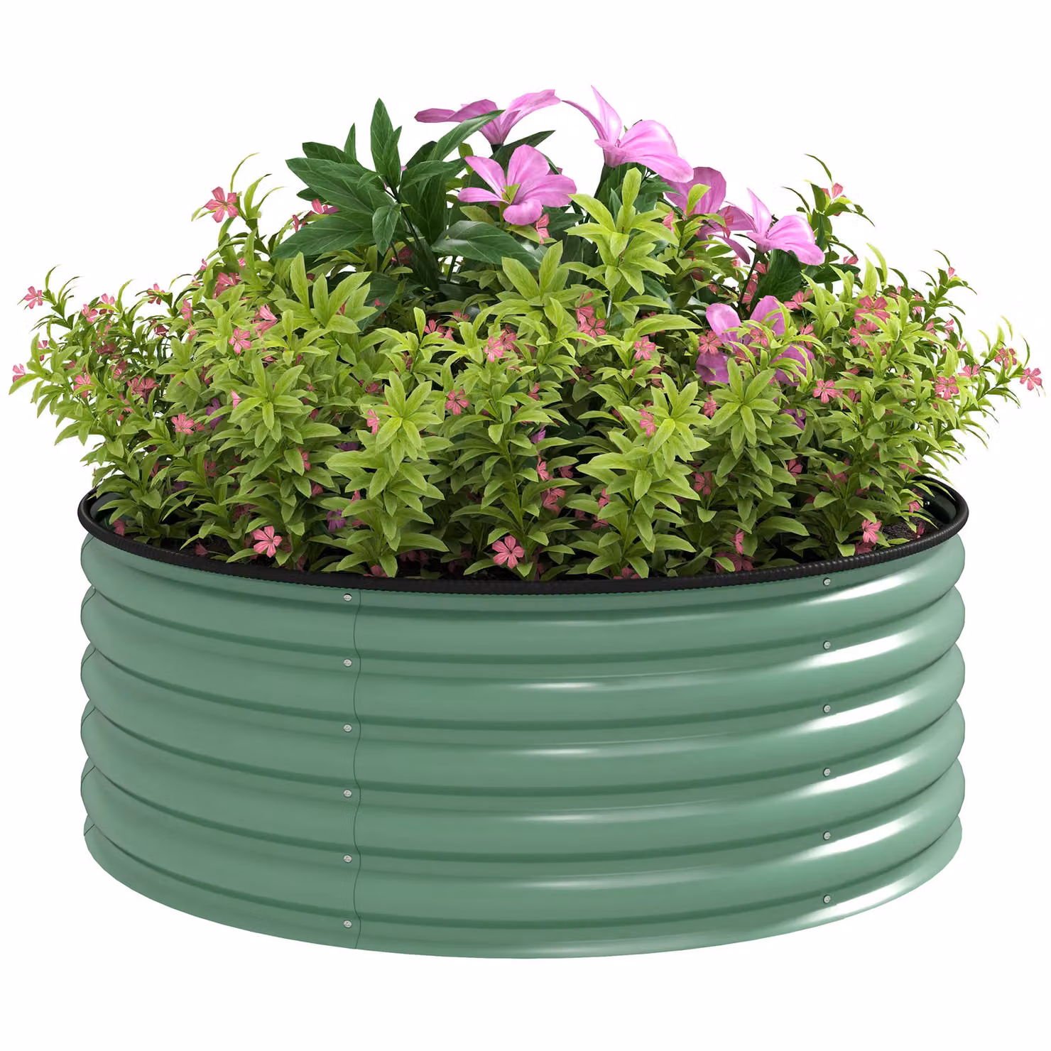 OUTSUNNY Galvanised Steel Planter in Light Green, W: 120 cm, D: 120 cm, H: 43 cm – 2