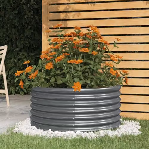 vidaXL Anthracite Galvanised Steel Garden Planter Tub W: 80 cm, D: 80 cm, H: 36 cm – 2