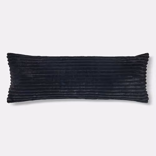 OHS Ribbed Faux Fur Bolster Pillow in Black for Maternity Support and Side Sleeping – 3