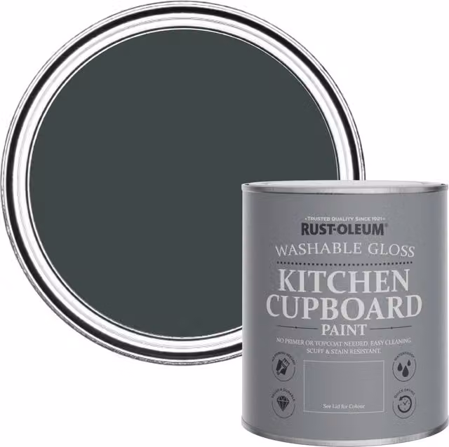 Rust-Oleum Kitchen Cupboard Paint in Gloss Finish, Black Sand, 0.75 l