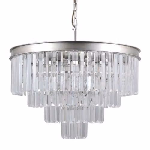 Netlighting Silver and Brown Hanging Pendant Light with 8 Crystal Glass Shades and E14 Bulbs