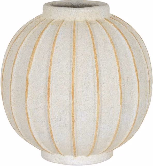 KDMD Grove Globe Ceramic Vase in White for Tabletop Floral Arrangements