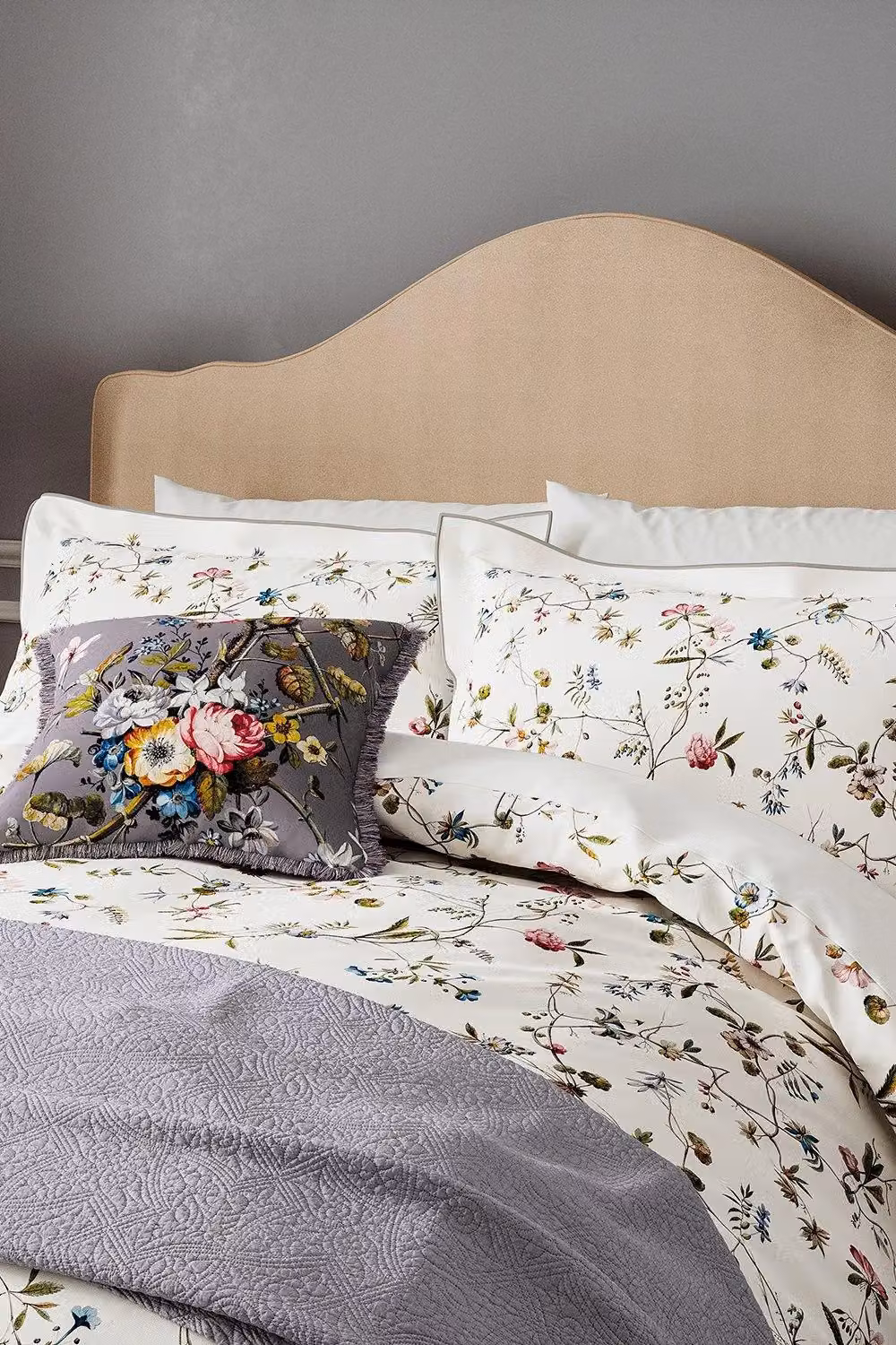 V&A Kilburn Floral Cotton Square Cushion, Multicolour, W: 45 cm x H: 45 cm – 3