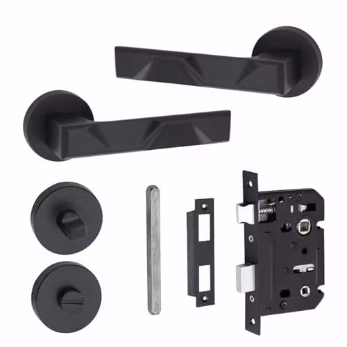Golden Grace Nova Round Rose Bathroom Set in Matt Black