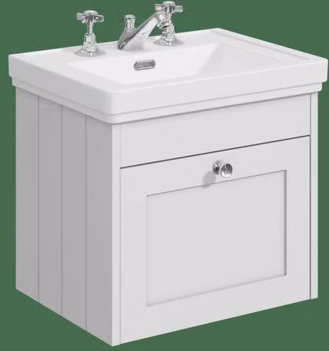 Balterley Classic 1 Drawer Wall Hung Unit with Basin in Satin White, W: 50 cm – 1