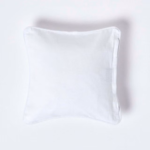 Homescapes Plain White Cotton Square Cushion Cover, W/D/H: 30 x 30 x 30 cm