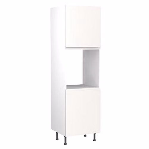 Kitchen Kit White Matt J-Pull Flatpack Bridging Wall Cabinet with Oven Housing Unit W: 60 cm, H: 212 cm