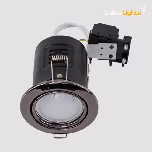 MiniSun Pack of 6 Fire Rated Polished Chrome Tiltable GU10 Recessed Ceiling Downlights with 5W Warm White LED Bulbs – 3