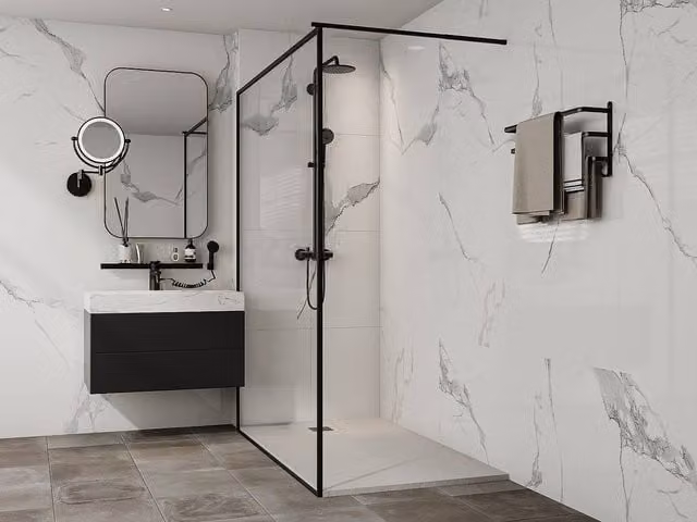 Vente-unique Resin Rectangular Shower Tray, White, W: 160 cm, D: 90 cm