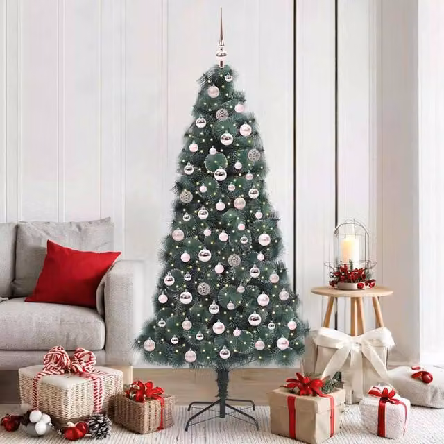 Berkfield Home Pre-lit Artificial Christmas Tree with Ball Set, Green, Height: 180 cm
