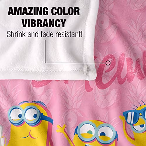 LOGOVISION Minions Beach Bum Club Silky Touch Super Soft Fleece Throw Blanket, White, W: 152 cm, D: 127 cm – 2