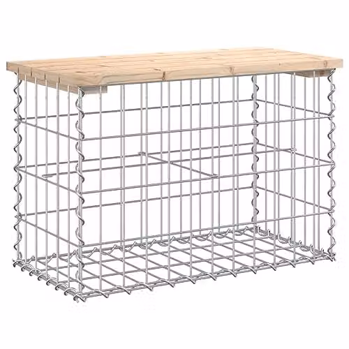 vidaXL Gabion Design Garden Bench in Brown Solid Pine Wood, W/D/H: 63 x 31.5 x 42 cm