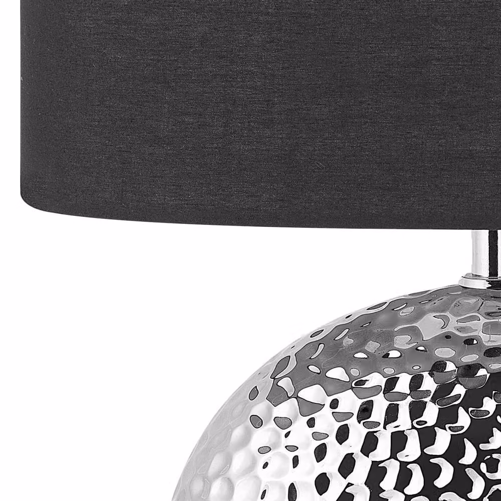 Wyld and Coco Table Lamp with Silver Ceramic Base and Black Fabric Shade – 5