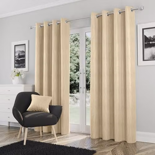 Enhanced Living Cream Thermal Blackout Eyelet Curtains, W: 168 cm, H: 229 cm