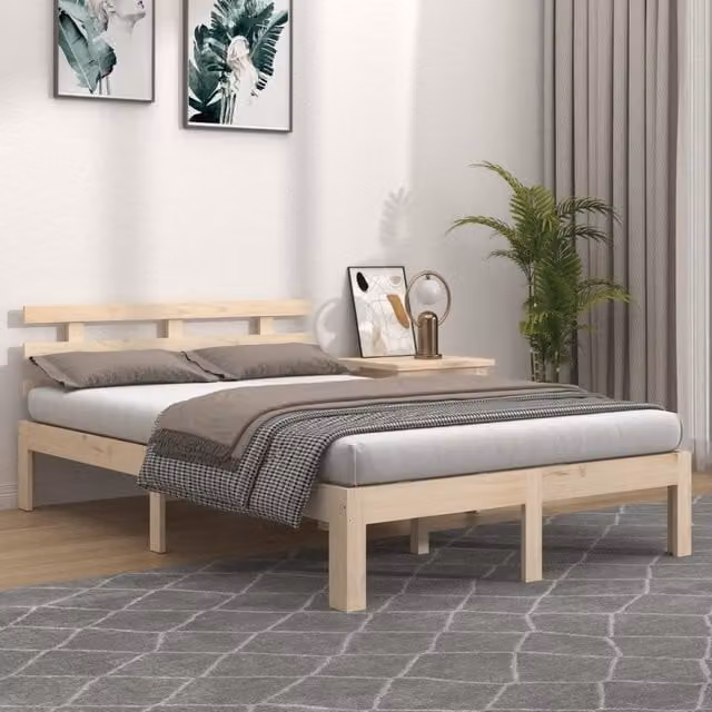 Berkfield Home Small Double Solid Wood Bed Frame in Brown, W/D/H: 120 x 200 cm – 1
