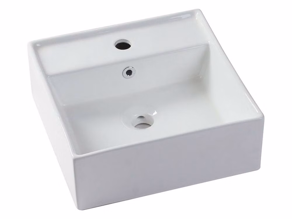 Vente-unique Matt Green Wall-Hung Bathroom Vanity Unit with Single Square White Basin W/D/H: 94 x 47 x 37 cm – 4