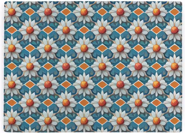 Purely Home Blue Floral Tile Rectangular Smooth Glass Kitchen Worktop Protector