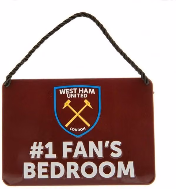 West Ham United FC Metal Bedroom Door Sign in Maroon and Multicolour