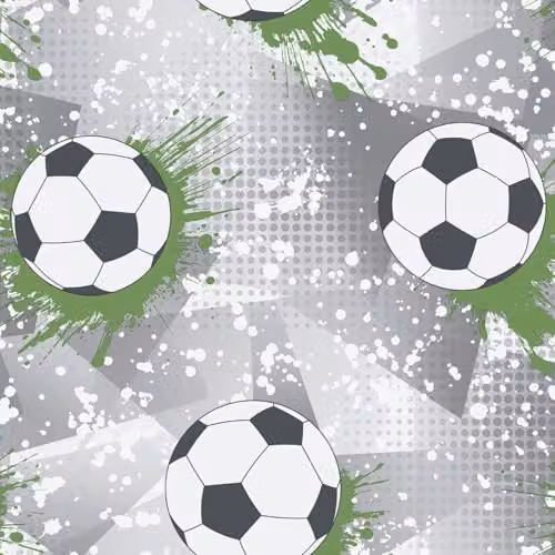 Holden Decor Storybook Football Frenzy Sport Themed Metallic Textured Wallpaper for Kids Bedrooms and Playrooms in Grey, Green and White – 1