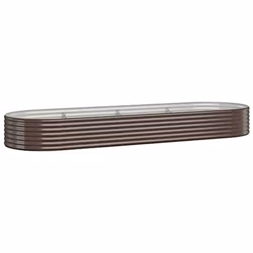 vidaXL Brown Galvanised Steel Garden Raised Bed W: 322 cm, D: 100 cm, H: 36 cm