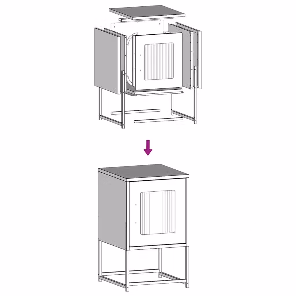 Berkfield Home Anthracite Bedside Cabinet in Matt Cold-rolled Steel W/D/H: 36 x 39 x 60.5 cm – 6