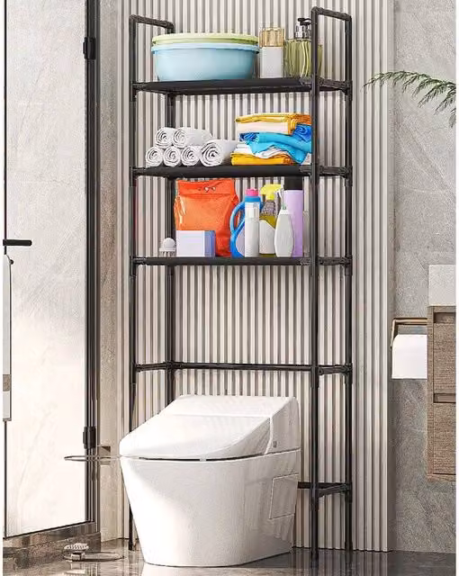 VOGREX Black Metal Over The Toilet Storage Rack and Bathroom Cabinet Organizer – 1