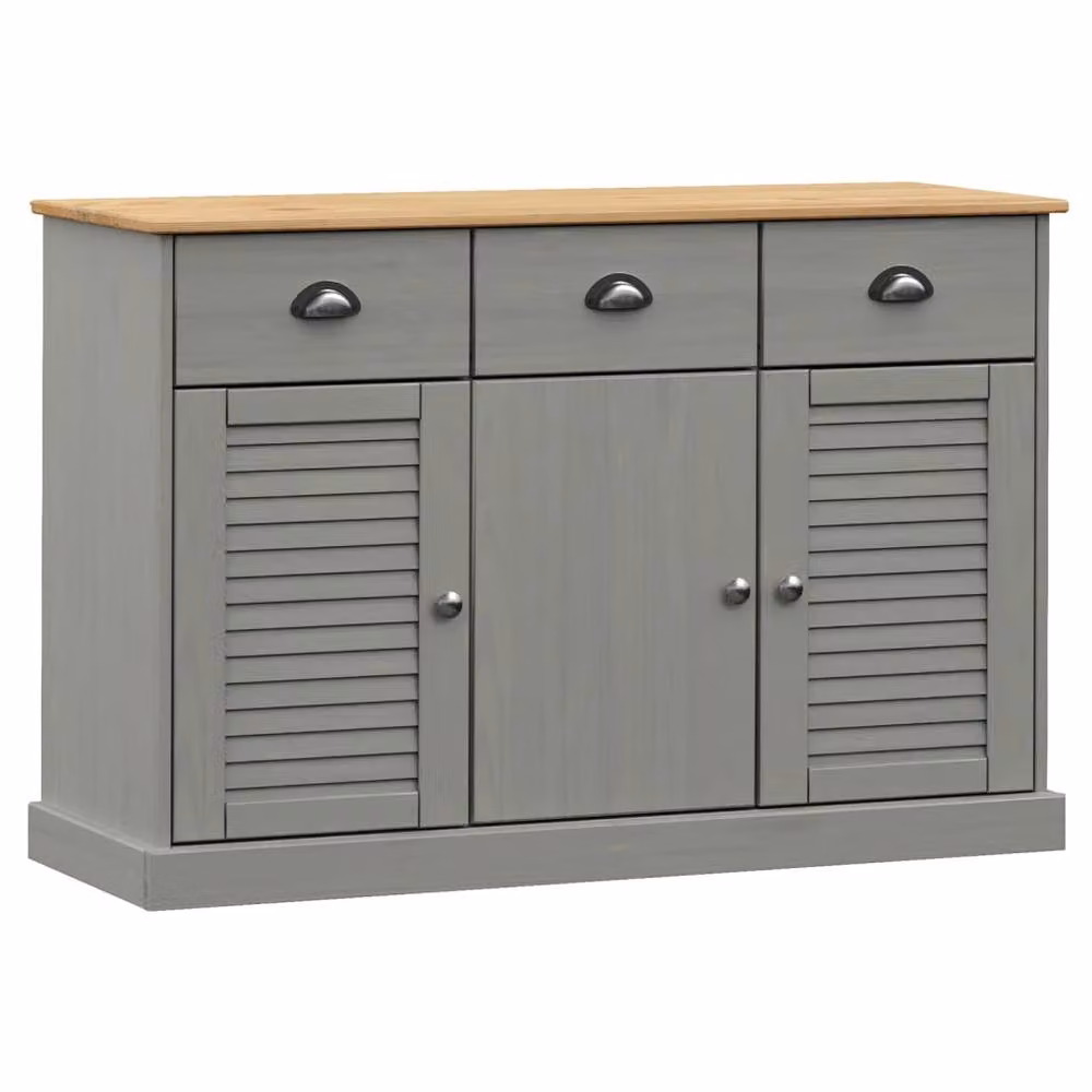 Berkfield Home VIGO Sideboard with Drawers in Grey Solid Pine Wood, W/D/H: 113 x 40 x 75 cm – 3