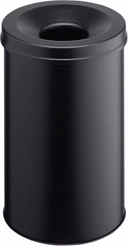 Durable Self-Extinguishing Metal Waste Bin in Black, 30 Litre Capacity, W/D/H: 32 x 49.2 x 31.5 cm