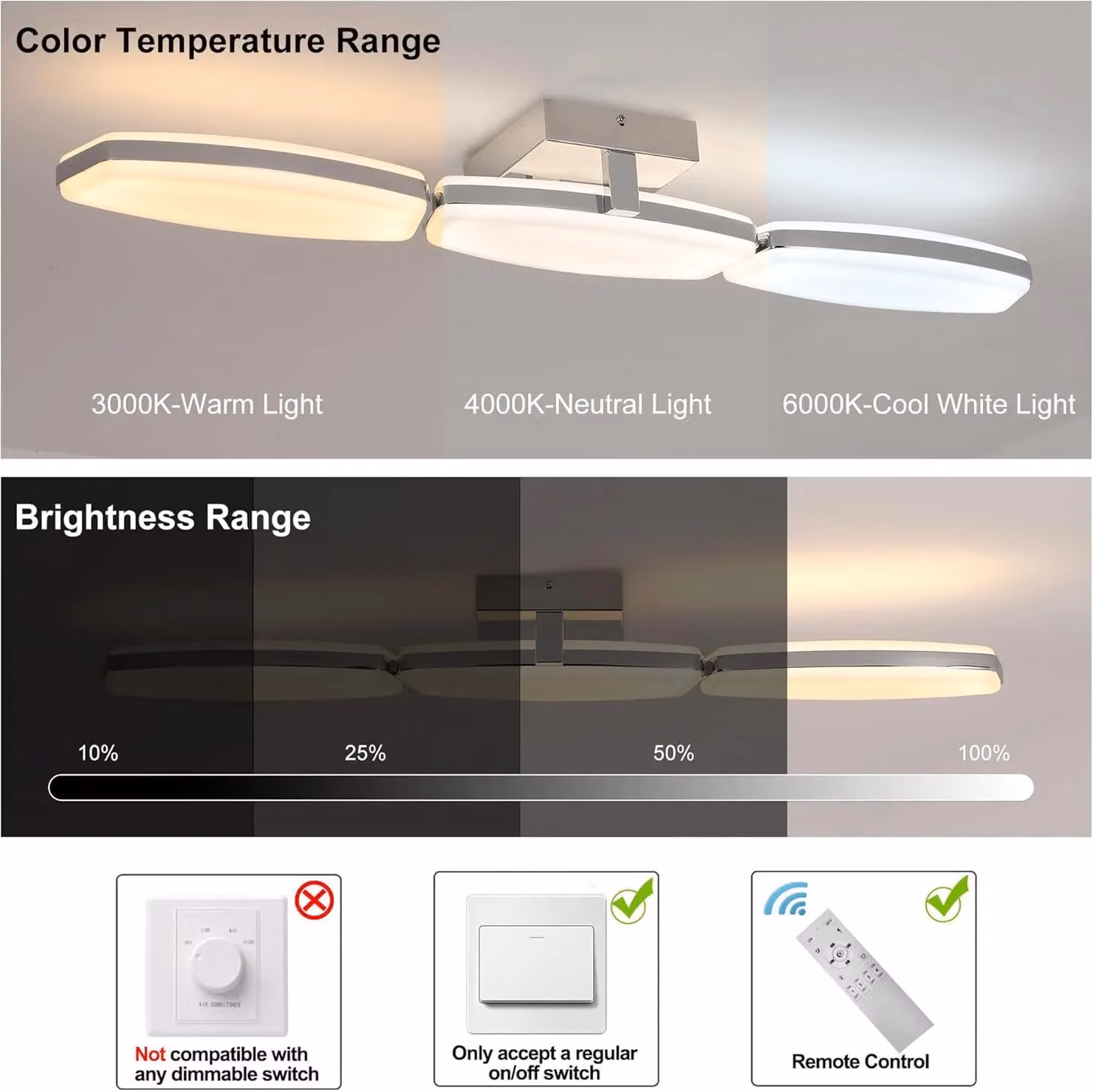 Garwarm Dimmable LED Flush Mount Ceiling Light in White – 2