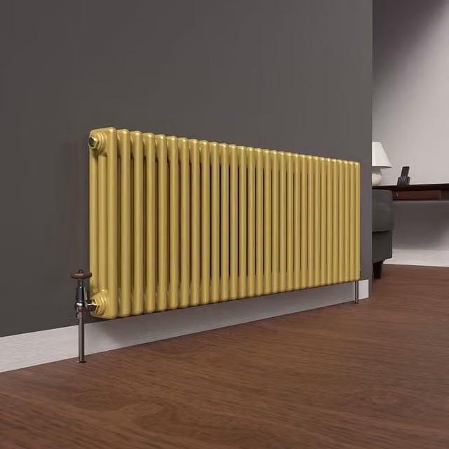 Lux Heat Horizontal 3-Column Steel Radiator in Gold, W: 137 cm, H: 50 cm