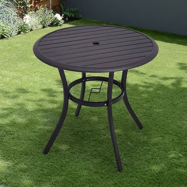 Breeins Black Matt Metal Slatted Outdoor Garden Table
