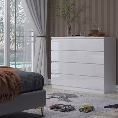 SQUAREBOXX Minimalist 8 Drawer Chest of Drawers in Matt White – 2