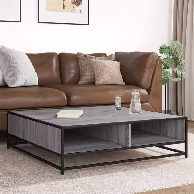 Berkfield Home Durable Square Coffee Table in Grey Sonoma, W/D/H: 100 x 100 x 30 cm