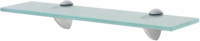 Berkfield Home Clear Glass Floating Wall Mounted Shelf, W: 40 cm, D: 10 cm, Thickness: 8 mm