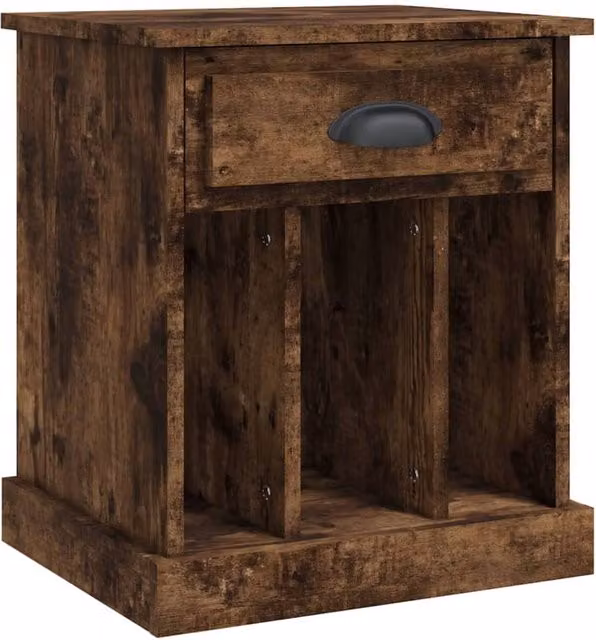 Berkfield Home Smoked Oak Bedside Cabinet in Brown, W/D/H: 43 x 36 x 50 cm