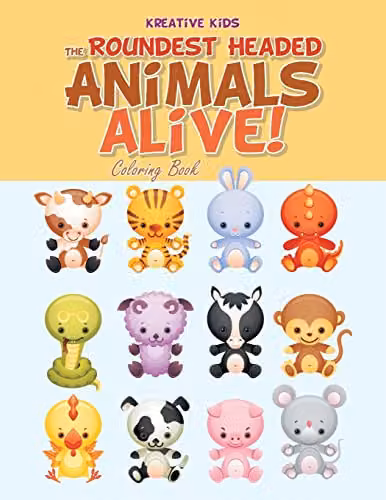 Kreative Kids The Roundest Headed Animals Alive! Colouring Book, Multicolour