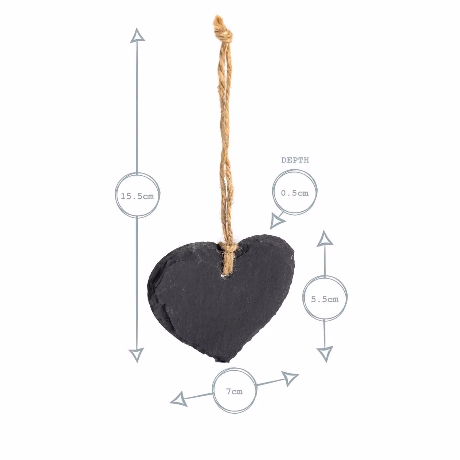 Nicola Spring Rustic Grey Slate Heart Hanging Tags, Pack of 6, W: 7 cm, H: 5.5 cm – 3