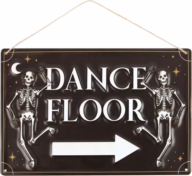 Something Different Metal Hanging Dance Floor Sign in Black, White and Gold