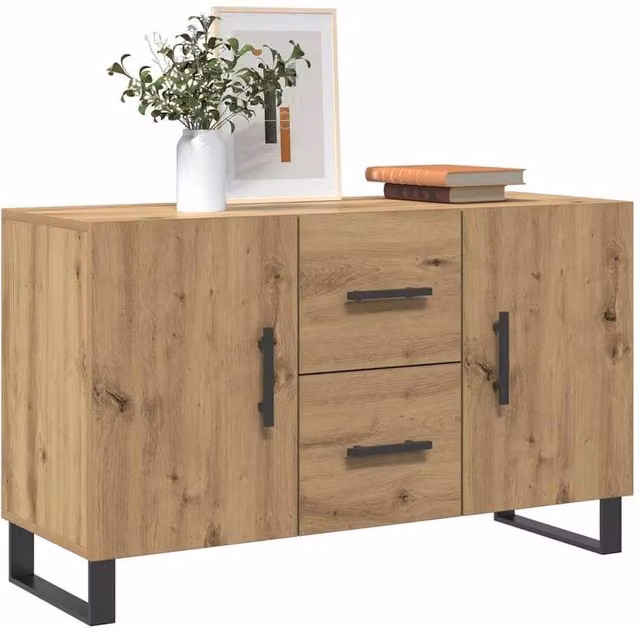 Berkfield Home Artisan Oak Sideboard in Brown, W/D/H: 100 x 36 x 60 cm – 1