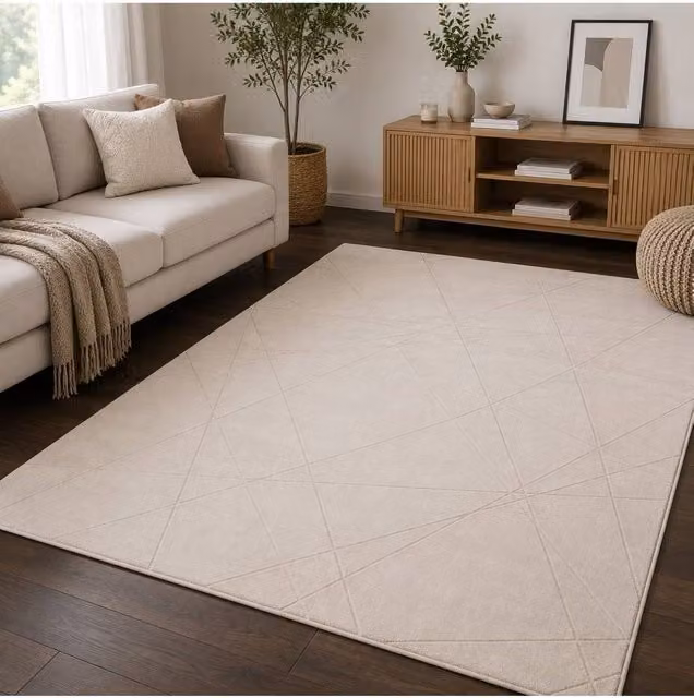 Groundlevel The Signature Soft Washable Geometric Rug in Beige, W/D/H: 230 x 160 cm – 2