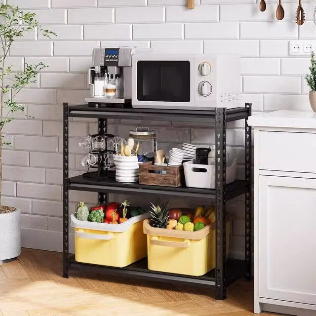 VOGREX Metal Shelving Storage Rack Garage Organiser, Black, W/D/H: 91.44 x 91.44 x 91.44 cm
