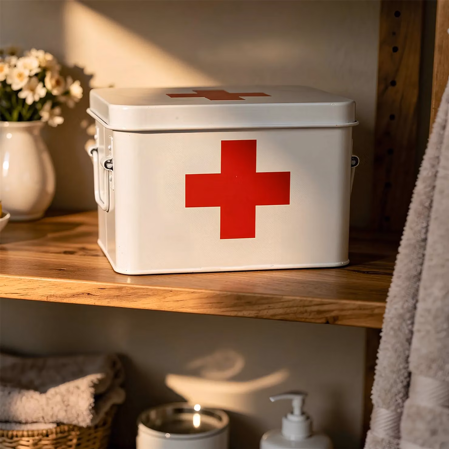 Harbour Housewares Vintage Metal First Aid Box in White with Handles – 5