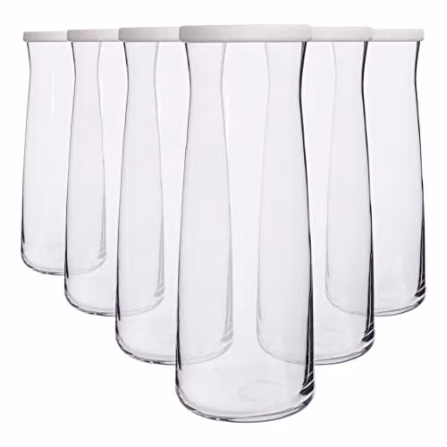 LAV Vera Glass Carafe Set with White Lids, 1.2 l, Pack of 6 – 1