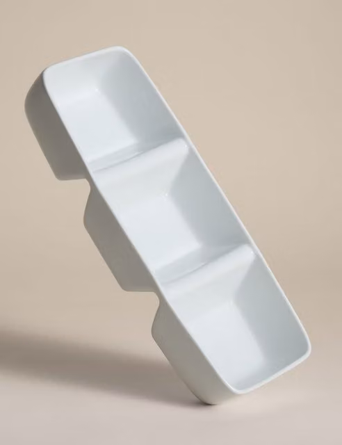 M&S Maxim White Ceramic Three Part Divided Dish
