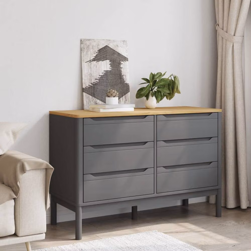 Berkfield Home Floro Chest of Drawers in Grey Solid Pine Wood – 3