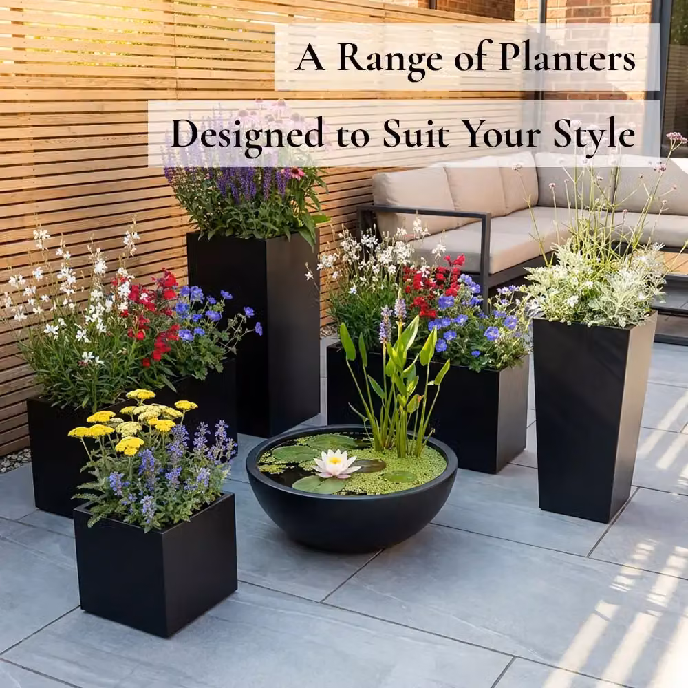 Access Garden Products Matte Black Galvanised Steel Trough Planter, W: 120 cm, D: 40 cm – 8