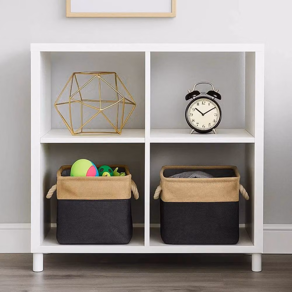 Havendro 4-Pack Fabric Cube Storage Bins with Handles in Black – 4