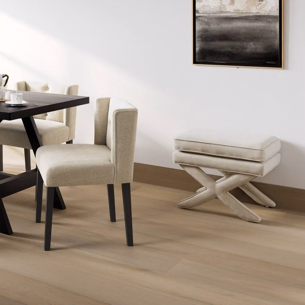 Lemon Pavilion Furniture Rhode Stool in Beige Linen Blend, W61 x D45 x H49.5 cm – 2